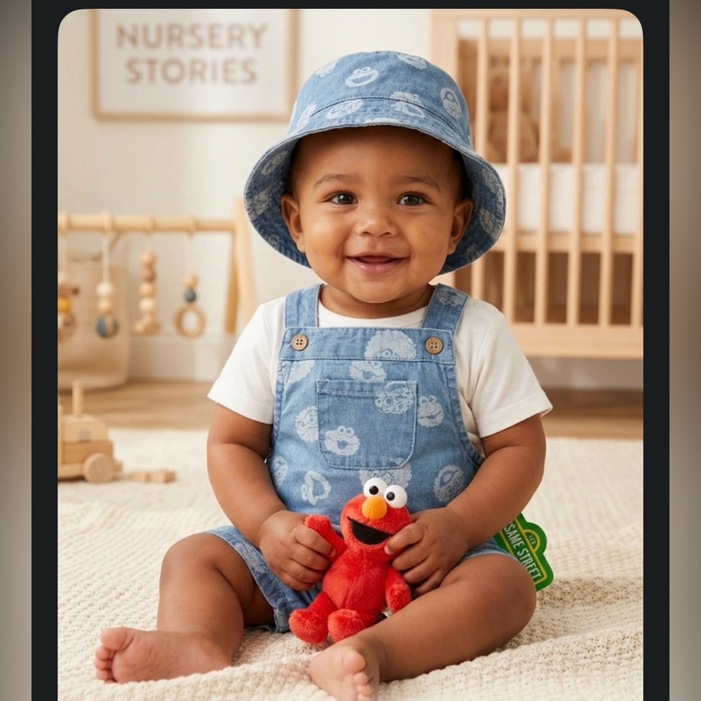 NWT Sesame Street overall with hat